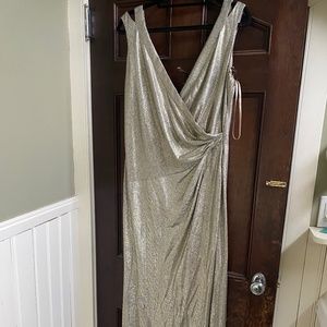 Size 18 Ralph Lauren NWT formal prom evening gown gold metallic